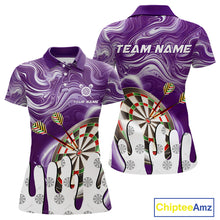 Load image into Gallery viewer, Personalized Marble Swirl Dart Shirt For Women Custom Funny Darts Jersey Team Polo &amp; 1/4 Zip|Purple TDM4162