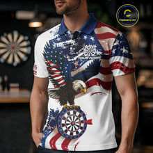 Load image into Gallery viewer, Personalized Grunge American Flag Eagle Darts Shirt For Men Custom Patriotic Darts Team Jersey TDM4756