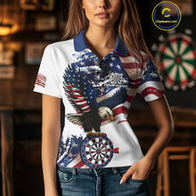 Load image into Gallery viewer, Personalized Grunge American Flag Eagle Darts Shirt For Women Custom Patriotic Darts Team Jersey TDM4756