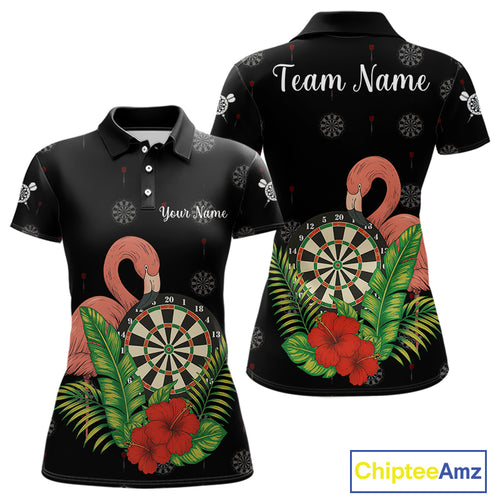 Personalized Tropical Flamingo Darts Shirt For Women Custom Funny Darts Jerseys Custom Darts Gifts TDM4345