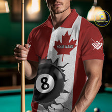 Load image into Gallery viewer, Personalized Grunge Canada Flag Billiard Shirt For Men Custom Funny 8 Ball Pool Team Jersey TDM4175