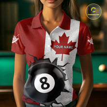 Load image into Gallery viewer, Personalized Grunge Canada Flag Billiard Shirt For Women Custom Funny 8 Ball Pool Team Jersey TDM4175