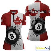 Load image into Gallery viewer, Personalized Grunge Canada Flag Billiard Shirt For Women Custom Funny 8 Ball Pool Team Jersey TDM4175