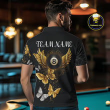 Load image into Gallery viewer, Personalized Golden 8 Ball Wings Butterflies Billiard Shirt For Men Custom Funny Pool Team Jersey TDM4777