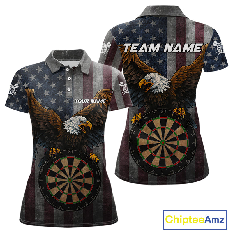 Personalized Grunge American Flag Patriotic Dart Shirts For Women Custom Eagle Darts Team Jersey TDM4191