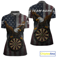 Load image into Gallery viewer, Personalized Grunge American Flag Patriotic Dart Shirts For Women Custom Eagle Darts Team Jersey TDM4191