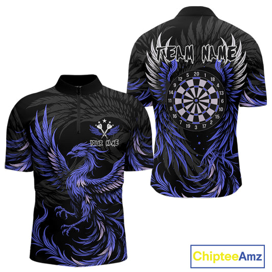 Personalized Phoenix Dartboard Wings Men's Dart Shirts Custom Blue And Black Darts Team Jerseys TDM4584