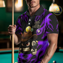 Load image into Gallery viewer, Personalized Purple Funny Flame 8 Ball Billiard Shirt For Men, Pool Team Jersey Polo &amp; 1/4 Zip TDM4784