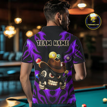Load image into Gallery viewer, Personalized Purple Funny Flame 8 Ball Billiard Shirt For Men, Pool Team Jersey Polo &amp; 1/4 Zip TDM4784