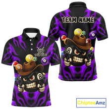 Load image into Gallery viewer, Personalized Purple Funny Flame 8 Ball Billiard Shirt For Men, Pool Team Jersey Polo &amp; 1/4 Zip TDM4784