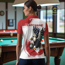 Load image into Gallery viewer, Personalized Grunge Paint Eagle US Flag 8 Ball Billiard Shirt For Women, White Red Pool Team Jersey TDM4786