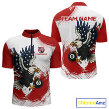 Load image into Gallery viewer, Personalized Grunge Paint Eagle US Flag 8 Ball Billiard Shirt For Men, White Red Pool Team Jersey TDM4786