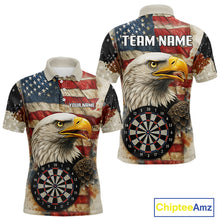 Load image into Gallery viewer, Personalized Patriotic Eagle Darts Shirt For Men Custom Vintage American Flag Darts Team Jersey TDM4219