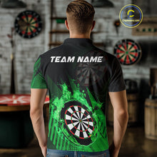 Load image into Gallery viewer, Green Dartboard Fire Flame Darts Shirt For Men Custom Darts Jersey, Dart Team Shirt Polo &amp; 1/4 Zip TDM4799