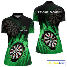 Load image into Gallery viewer, Green Dartboard Fire Flame Darts Shirt For Women Custom Darts Jersey, Dart Team Shirt Polo &amp; 1/4 Zip TDM4799