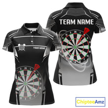 Load image into Gallery viewer, Black And White Dartboard Lights Custom Darts Polo &amp; Quarter Zip For Women, 3D Darts Team Jersey TDM4802