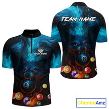 Load image into Gallery viewer, Personalized Flame Wolf 8 Ball Billiard Shirt For Men Custom Billiard Balls Pool Team Jersey TDM4805