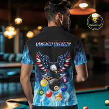 Load image into Gallery viewer, Personalized American Flag Eagle Billiard Ball Pool Shirt For Men Custom Billiard Team Jersey|Blue TDM4806
