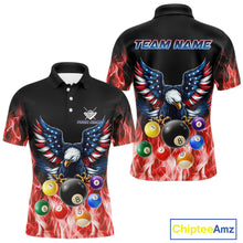 Load image into Gallery viewer, Personalized American Flag Eagle Billiard Ball Pool Shirt For Men Custom Billiard Team Jersey|Red TDM4807