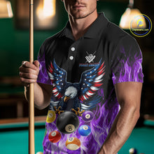Load image into Gallery viewer, Personalized American Flag Eagle Billiard Ball Pool Shirt For Men Custom Billiard Jersey|Purple TDM4808