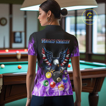 Load image into Gallery viewer, Personalized American Flag Eagle Billiard Ball Pool Shirt For Women Custom Billiard Jersey|Purple TDM4808