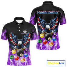 Load image into Gallery viewer, Personalized American Flag Eagle Billiard Ball Pool Shirt For Men Custom Billiard Jersey|Purple TDM4808