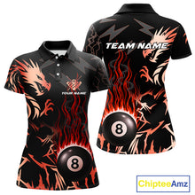 Load image into Gallery viewer, Black And Red Flaming 8 Ball Pool Shirt For Women Custom Dragon Billiards Team Jersey Polo &amp; 1/4 Zip TDM4812