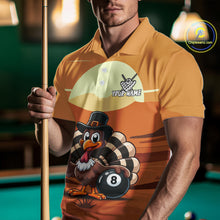 Load image into Gallery viewer, Funny Turkey 8 Ball Pool Billiard Shirt For Men Custom Thanksgiving Shirt For Pool Player TDM4817