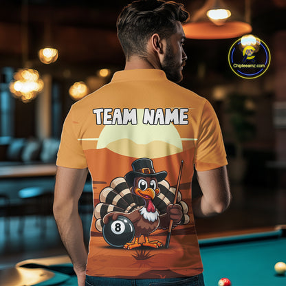 Funny Turkey 8 Ball Pool Billiard Shirt For Men Custom Thanksgiving Shirt For Pool Player TDM4817