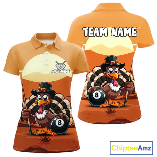 Funny Turkey 8 Ball Pool Billiard Shirt For Women Custom Thanksgiving Shirt For Pool Player TDM4817