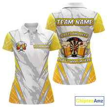 Load image into Gallery viewer, Darts And Beer That&#39;s Why I&#39;m Here Custom Grunge Dart Shirt For Women, Drinking Darts Jerseys |White TDM4233