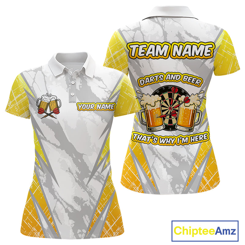 Darts And Beer That's Why I'm Here Custom Grunge Dart Shirt For Women, Drinking Darts Jerseys |White TDM4233