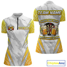 Load image into Gallery viewer, Darts And Beer That&#39;s Why I&#39;m Here Custom Grunge Dart Shirt For Women, Drinking Darts Jerseys |White TDM4233