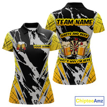 Load image into Gallery viewer, Darts And Beer That&#39;s Why I&#39;m Here Custom Grunge Dart Shirt For Women, Drinking Darts Jerseys |Black TDM4234