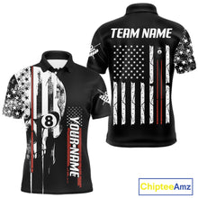 Load image into Gallery viewer, Personalized 8 Ball Skull Billiard Shirt For Men, American Flag Pool Team Jerseys Polo &amp; 1/4 Zip TDM4629