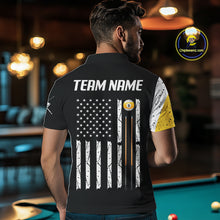 Load image into Gallery viewer, Personalized 9 Ball Skull Billiard Shirt For Men, American Flag Pool Team Jerseys Polo &amp; 1/4 Zip TDM4257