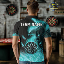 Load image into Gallery viewer, Turquoise Flaming Phoenix Darts Jerseys Custom Darts Shirt For Men, Darts Team Polo &amp; Quarter Zip TDM4662