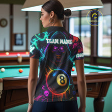 Load image into Gallery viewer, Colorful Neon Grim Reaper 8 Ball Pool Billiard Shirt For Women Custom Billiard Team Jersey TDM4668