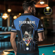 Load image into Gallery viewer, Black Blue Funny Pool And Shark Billiard Shirts For Men Custom 8 Ball Billiard Team Jerseys TDM4081