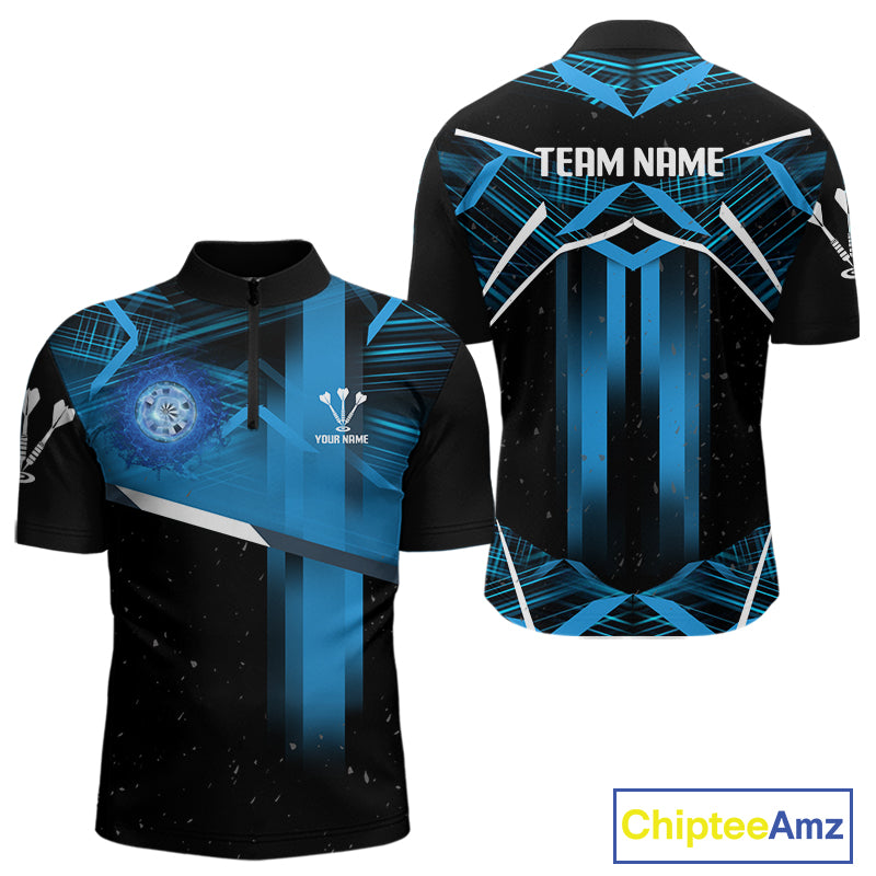 Azure Lightning Dartboard Darts Shirt For Men - Custom Team & Player Name NYN0352