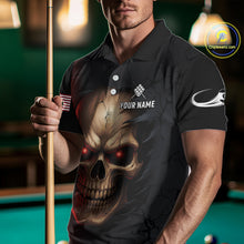 Load image into Gallery viewer, Custom Blue Flaming Grim Reaper 8 Ball Pool Billiard Shirt For Men, Funny Skull Pool Team Jersey TDM4280