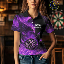 Load image into Gallery viewer, Purple Flaming Phoenix Darts Jerseys Custom Darts Shirt For Women, Darts Team Polo &amp; Quarter Zip TDM4291