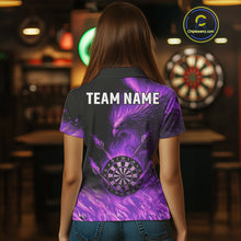 Load image into Gallery viewer, Purple Flaming Phoenix Darts Jerseys Custom Darts Shirt For Women, Darts Team Polo &amp; Quarter Zip TDM4291