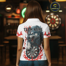 Load image into Gallery viewer, Personalized Wolf Flaming Dart Shirts For Women Custom Darts Jerseys Team Polo &amp; Quarter Zip | Red TDM4112