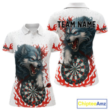 Load image into Gallery viewer, Personalized Wolf Flaming Dart Shirts For Women Custom Darts Jerseys Team Polo &amp; Quarter Zip | Red TDM4112