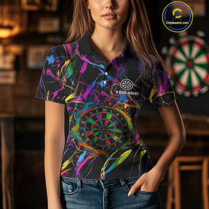 Funny Colorful Dartboard Graffiti Style Dart Shirts For Women Custom Darts Team Jerseys, Darts Gifts TDM4113