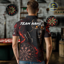 Load image into Gallery viewer, Personalized Skull Darts Polo &amp; Quarter Zip For Men Custom Fire Darts League Team Jersey |Red TDM4718