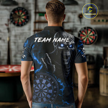 Load image into Gallery viewer, Personalized Skull Darts Polo &amp; Quarter Zip For Men Custom Fire Darts League Team Jersey |Blue TDM4719