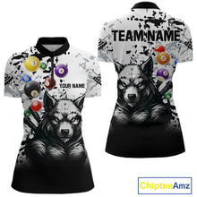 Load image into Gallery viewer, Personalized Grunge White Black Funny Wolf Billiard Shirt For Women Custom Pool Balls Team Jersey TDM4495