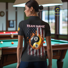Load image into Gallery viewer, Grunge American Flag 8 &amp; 9 Ball Yin-Yang Billiard Polo &amp; 1/4 Zip Custom Pool Team Jersey For Women TDM4517